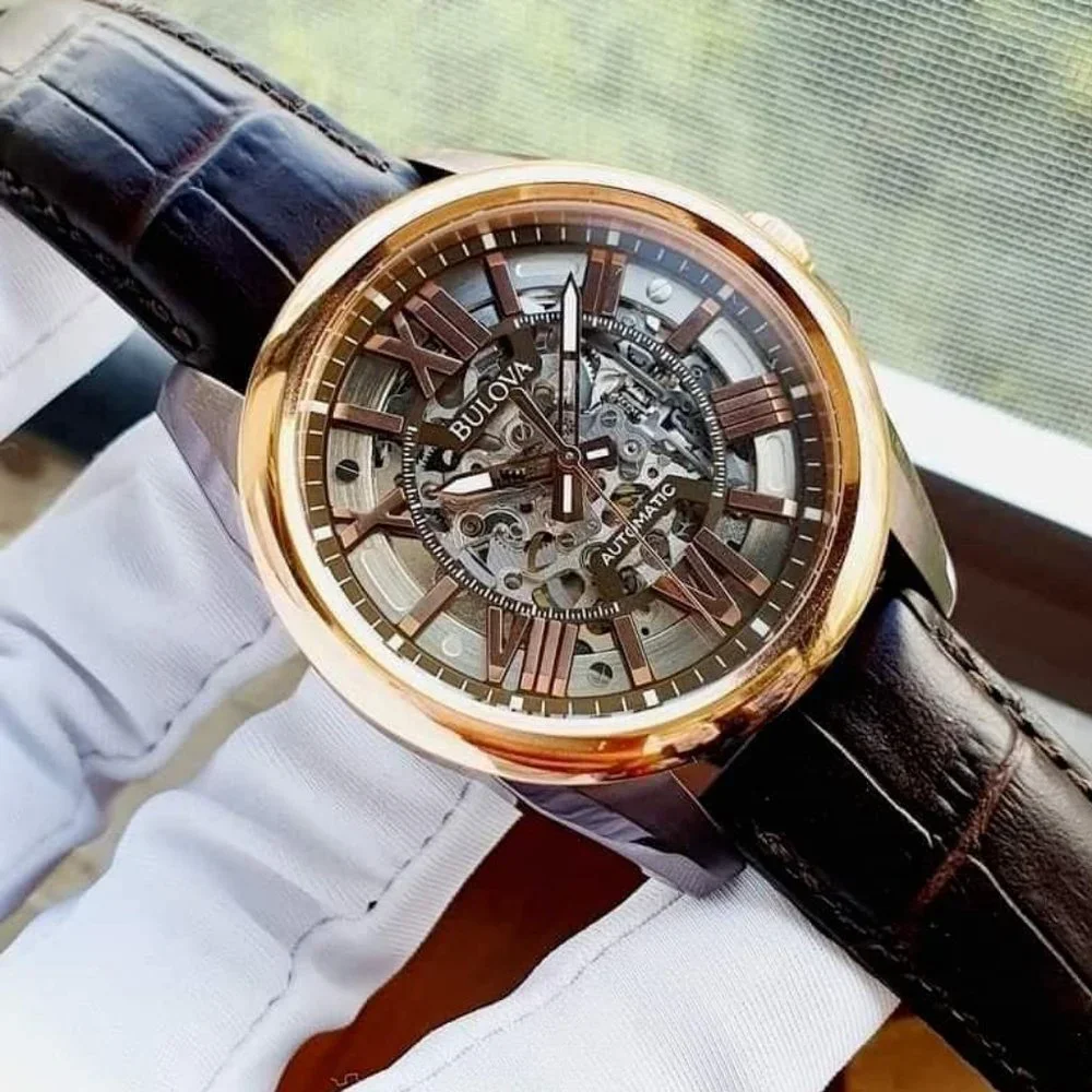 Bulova SKELETON Rose Gold Men's Automatic Watch